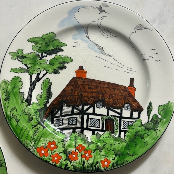 Set of 2 antique John Maddock and Sons 8” ceramic plates in Rustic pattern - Picture 4 of 11